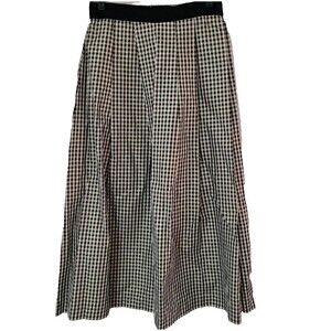 Karen Scott Skirt Womens 8 Gold Black Plaid Pleated Lagenlook Boho Cottagecore